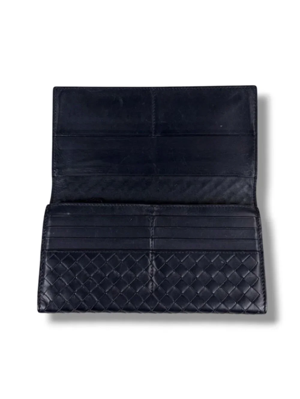 Bottega Veneta Intrecciato Leather Wallet Bifold Dark Navy